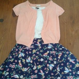 Modcloth vintage bird skirt and cardigan large